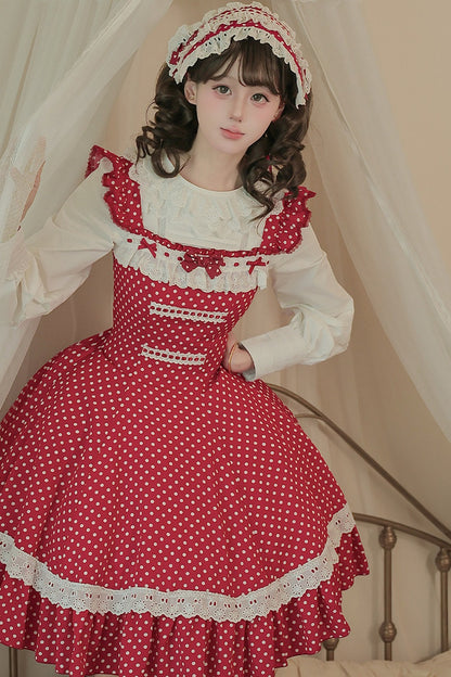Polka Dot Ruffled Dress With Base Top Set-Up