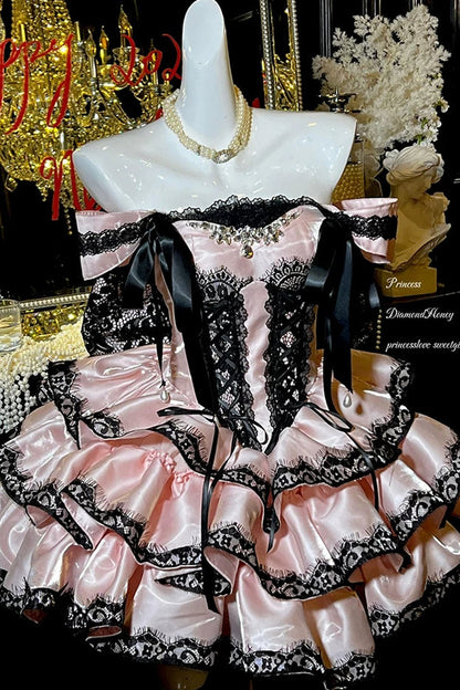 [Pre-order Item] Romantic Lace Mini Lolita Dress + Ribbon Train