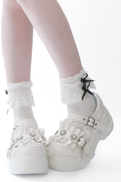 Scarpe con plateau e fibbia arricciata