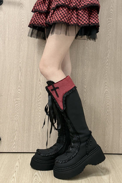 Gothic Cross Platform Boots
