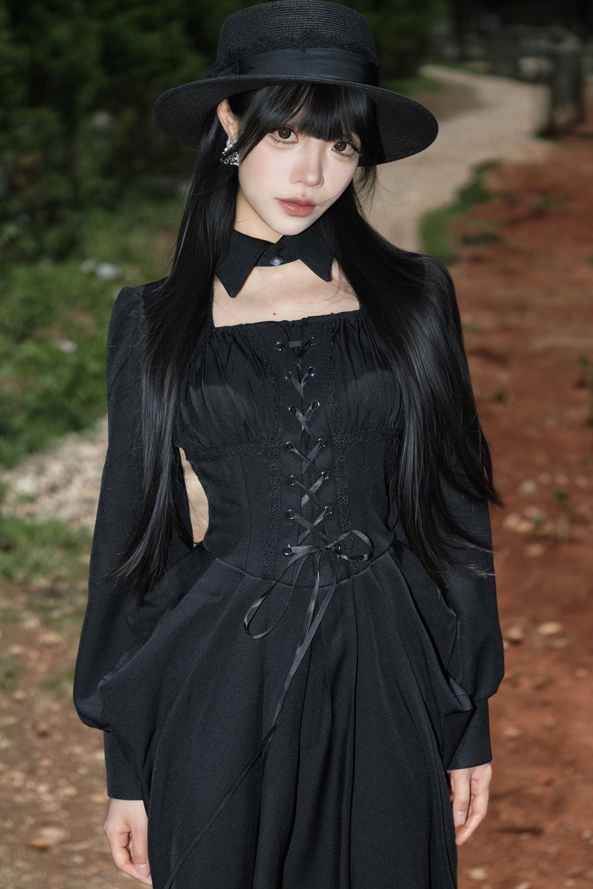 Black Cape Fishtail Long Dress