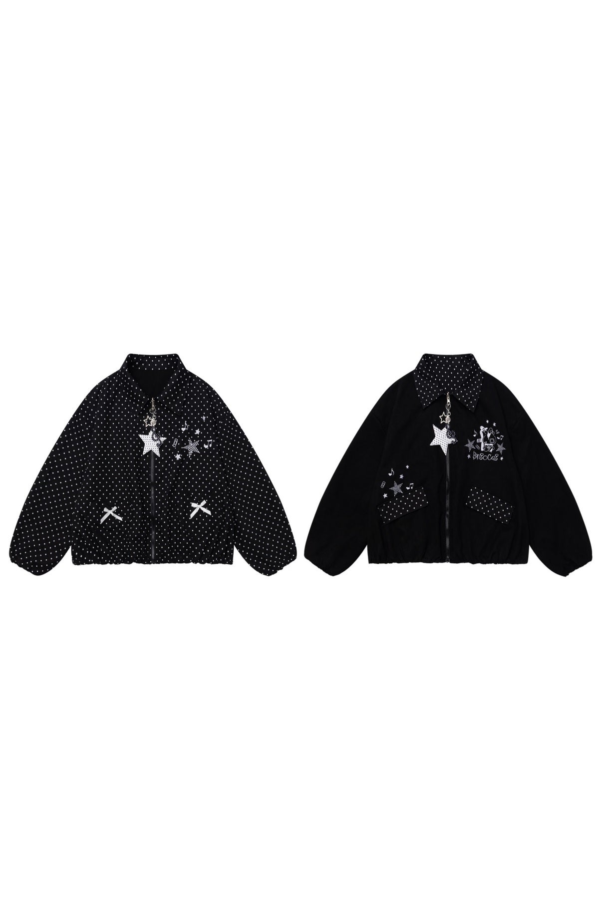 Reversible Polka Dot Lapel Jacket