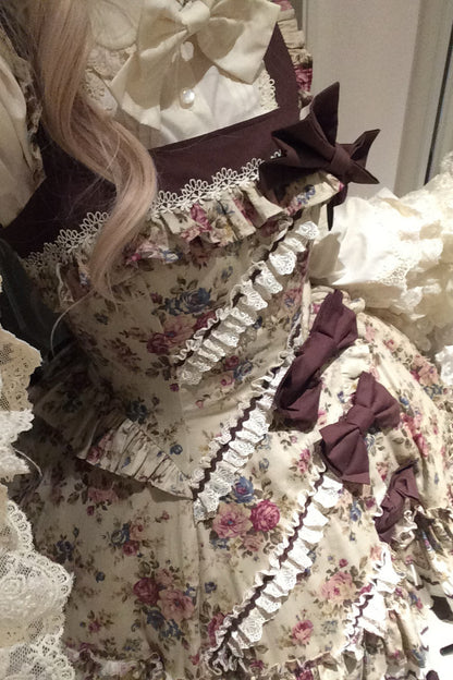Vintage Floral Elegant Lolita Dress Set-Up