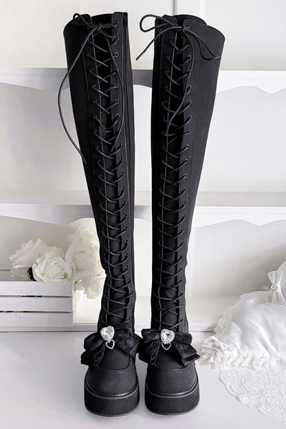 Cross-Studded Platform Over-The-Knee Boots