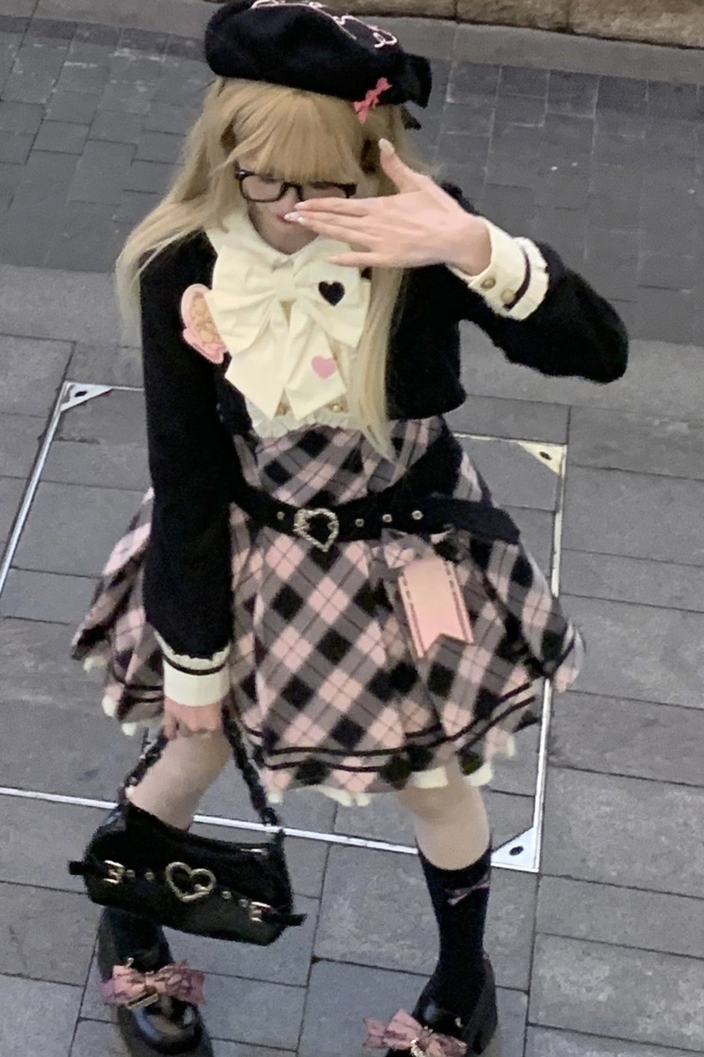 핑크 체크 학원 프린세스 드레스