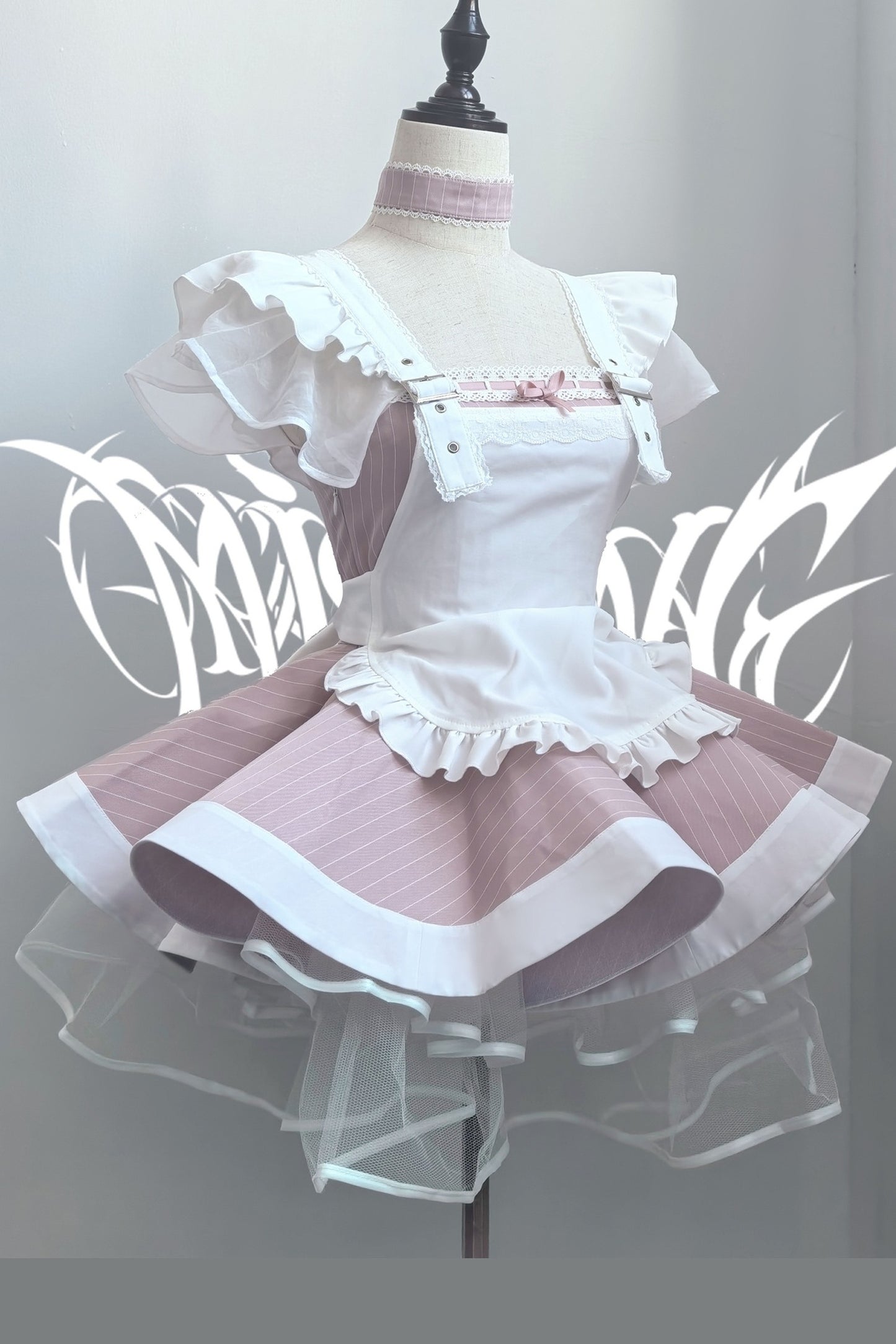 Striped Layered-Look Maid Dress