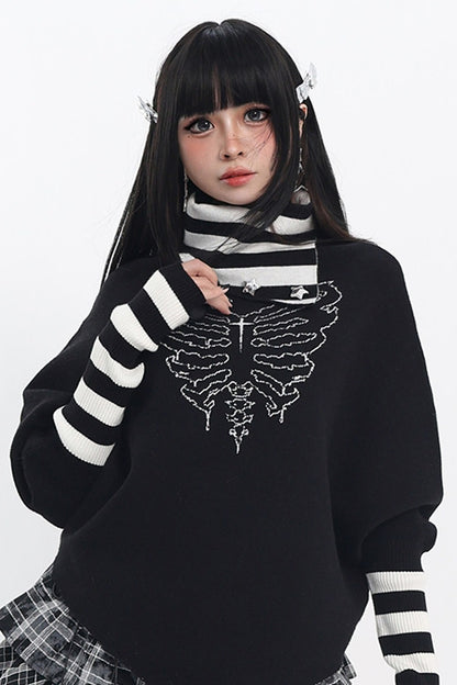 Dark Striped Turtleneck Knitwear