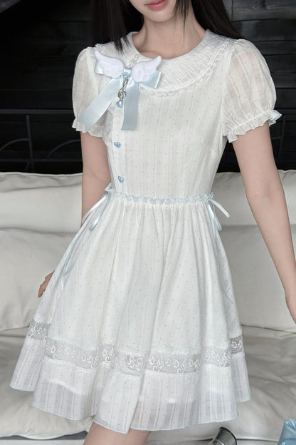 Kleid mit Polka-Dots, Musiknoten und Spitzenbesatz