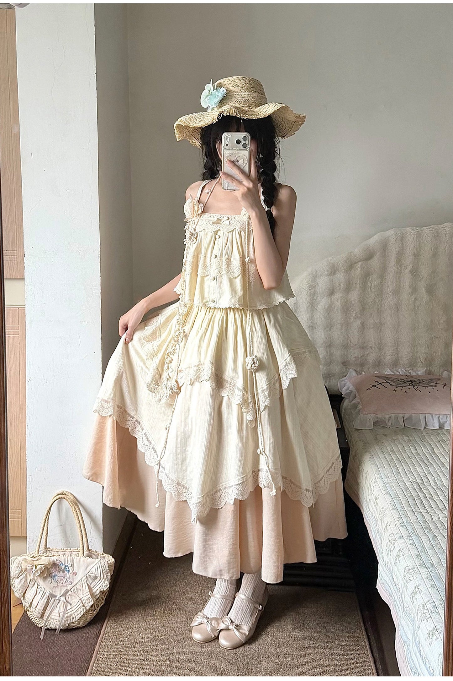 Twin Camisole And Irregular Hem Skirt Set-Up