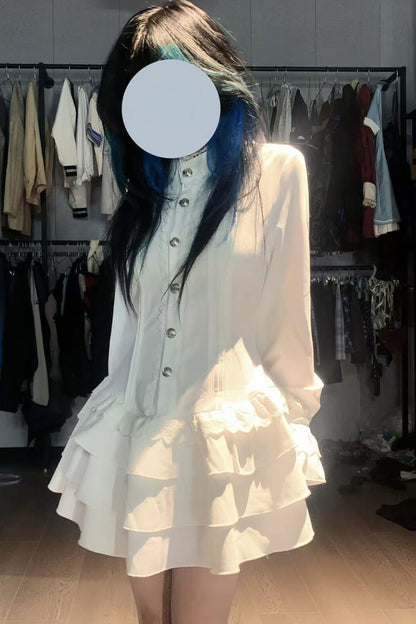 Moonlit Lace White Gothic Dress