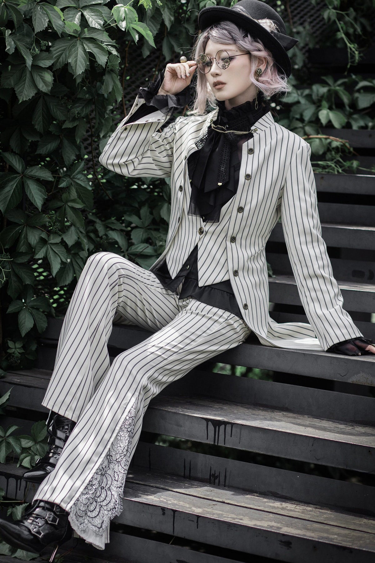 Striped Flared Suit Pants
