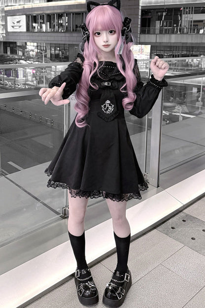 Black Lace Princess Dress+ Bag