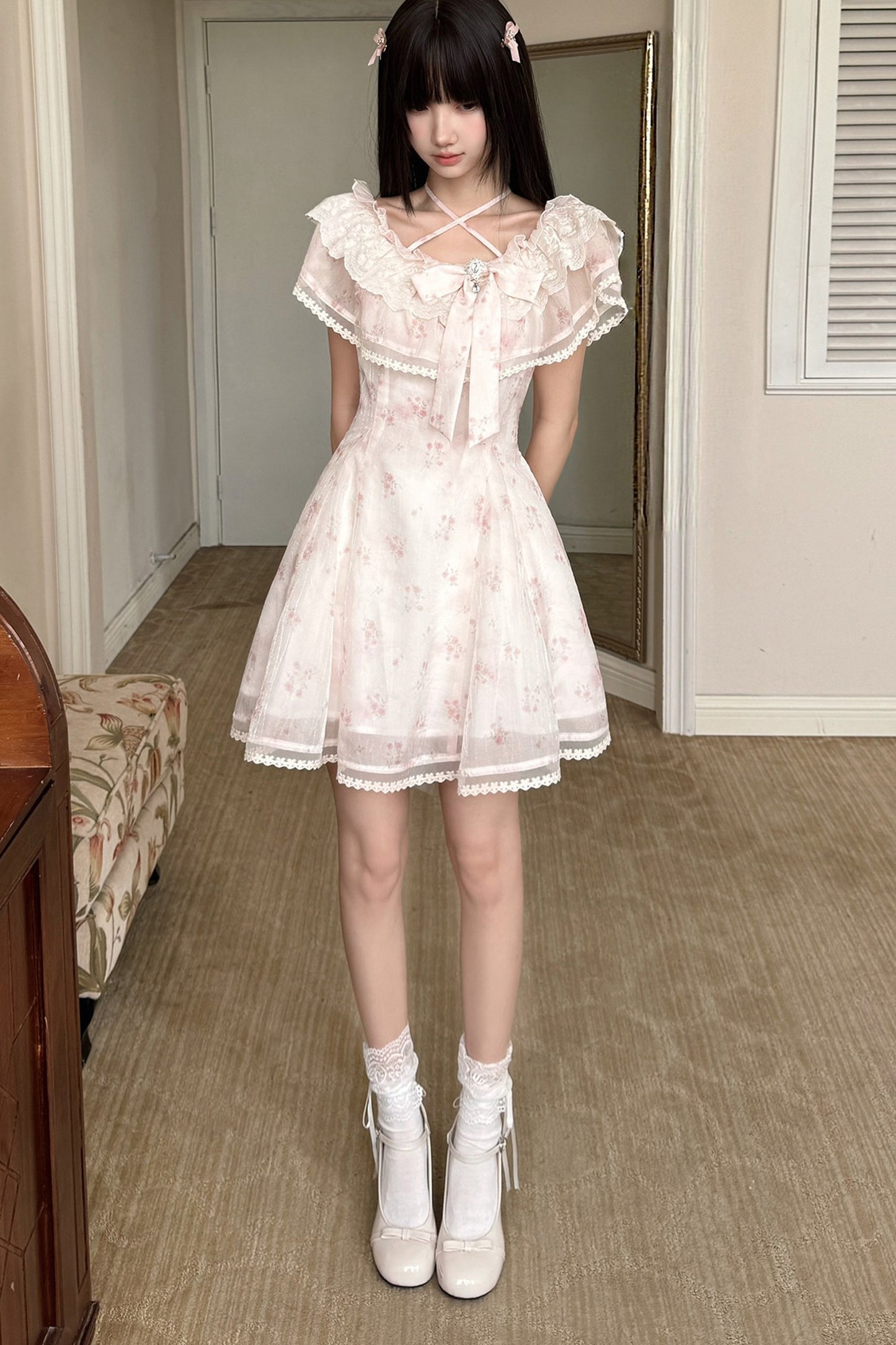 Floral Off-Shoulder Tea Break Dress