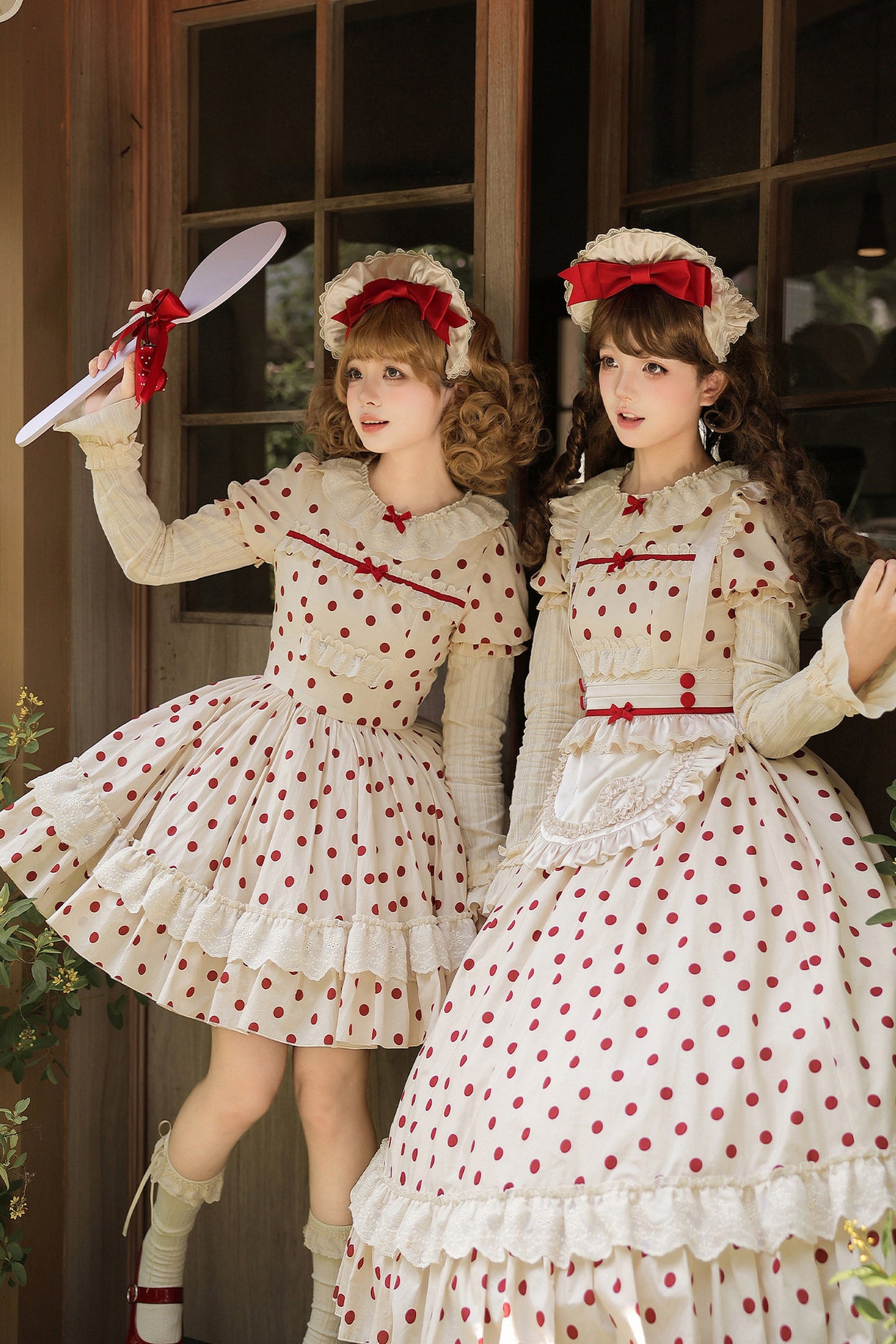 Cotton Polka Dot Print OP Dress Set-Up