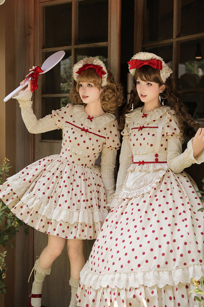 Cotton Polka Dot Print OP Dress Set-Up