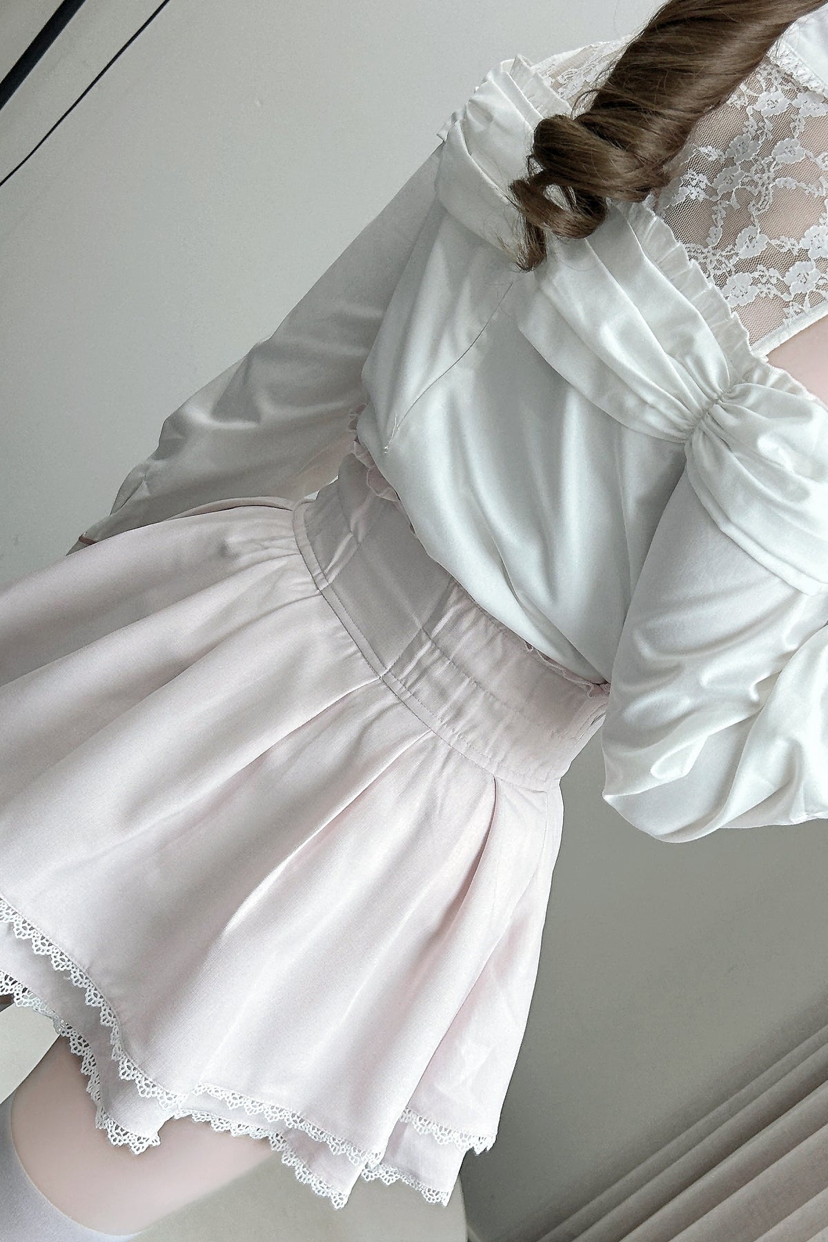 Japanese Lace Tencel Shirt And Skirt Set