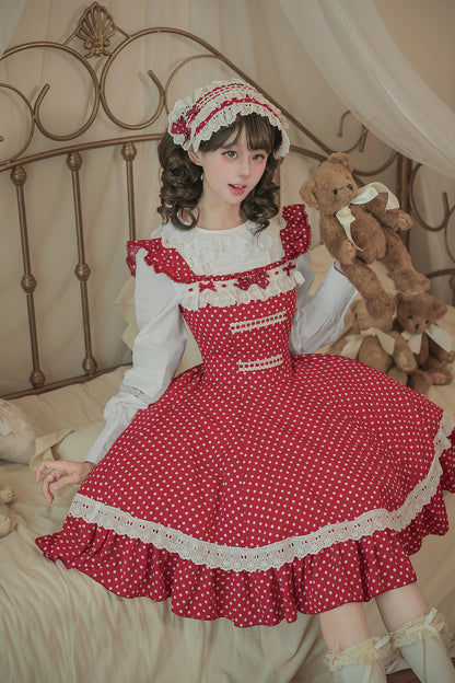 Polka Dot Ruffled Dress With Base Top Set-Up