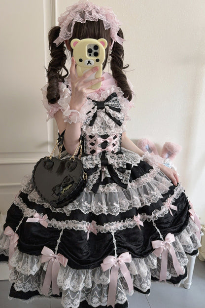 Silk Satin Doll-Like JSK Strap Dress