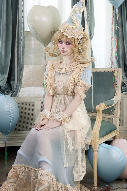Doll-Like Baby Blue Lace Dress Set