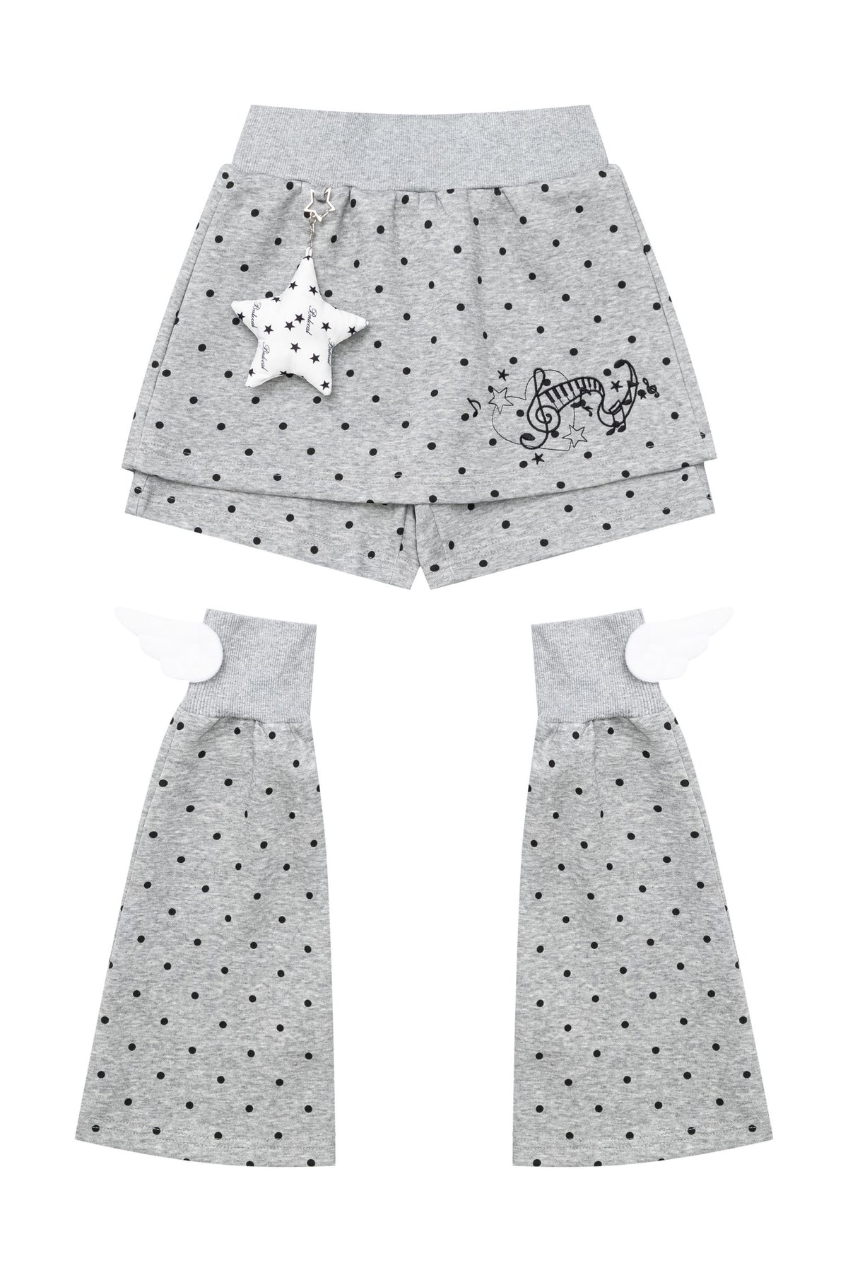 Polka Dot Wings Hooded Sweatshirt Short Jacket Set-Up