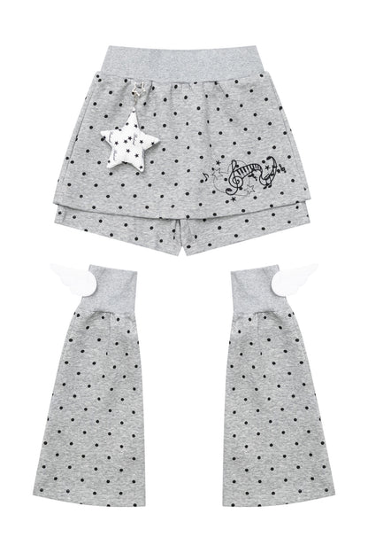 Polka Dot Wings Hooded Sweatshirt Short Jacket Set-Up