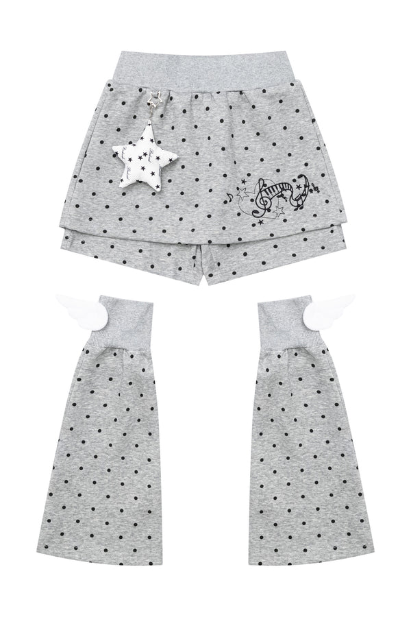 Polka Dot Wings Hooded Sweatshirt Short Jacket Set-Up