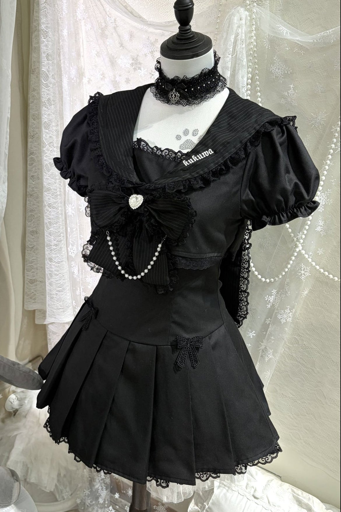 Sweet Gothic Sailor Lace Dress