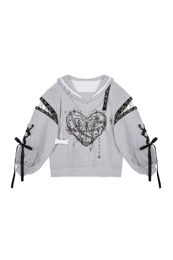 Dark Subculture Butterfly Sweatshirt + Skirt