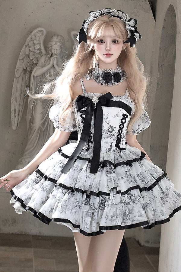 Ink Wash Fishbone Lolita Dress