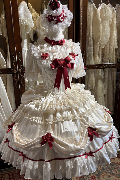 Strawberry Satin Embellished One-Piece Dress