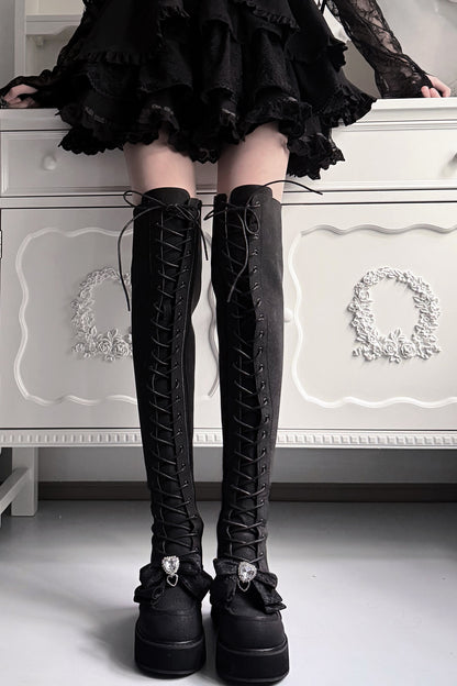 Cross-Studded Platform Over-The-Knee Boots