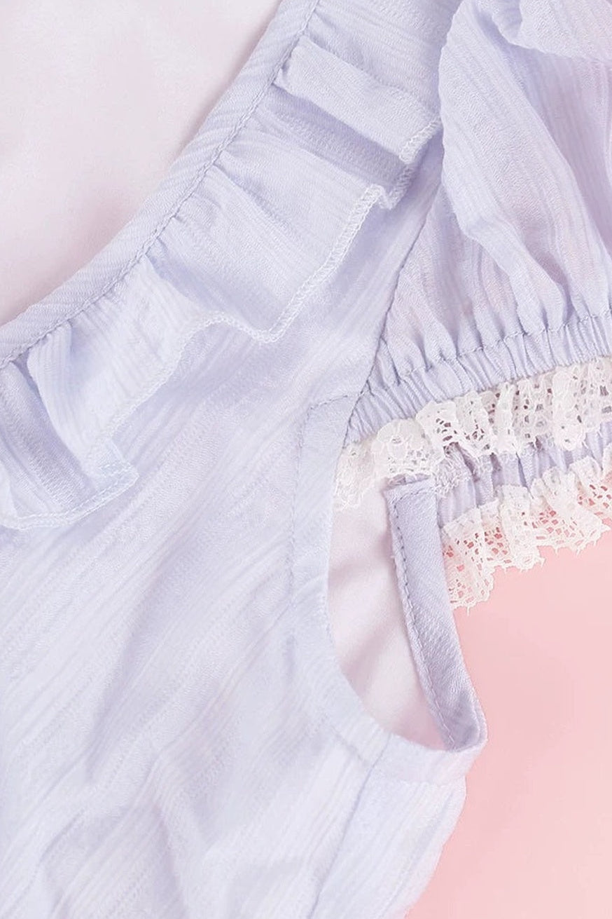 Blue And White Polka Dot Top And Cake Skirt Set-Up