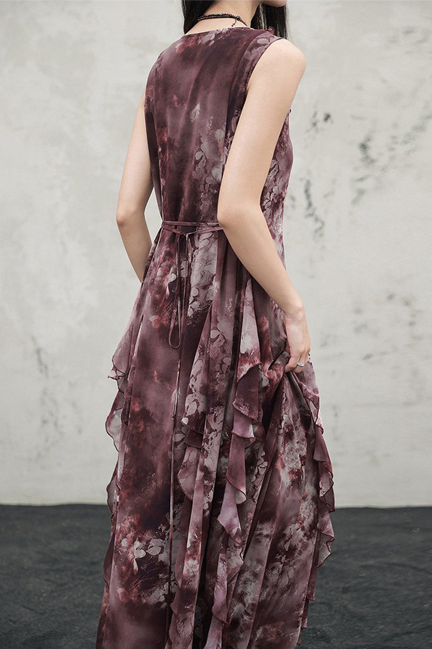 abito in chiffon rosso intenso