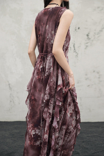 abito in chiffon rosso intenso