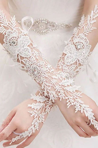 Long Lace Mesh Bridal Gloves