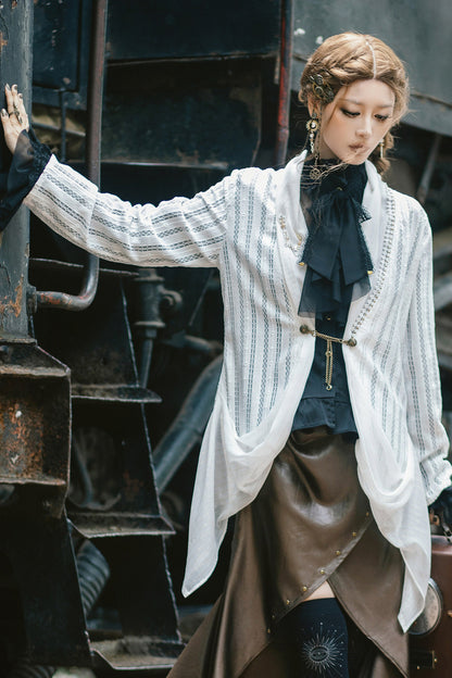 Weiße Gothic-Strickjacke mit Spitze
