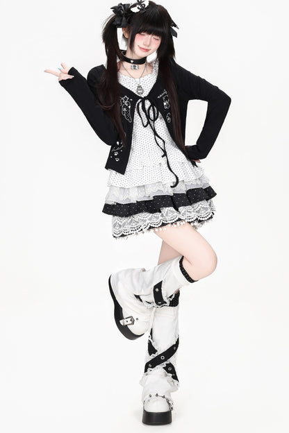 Black White Lace Polka Dot Skirt