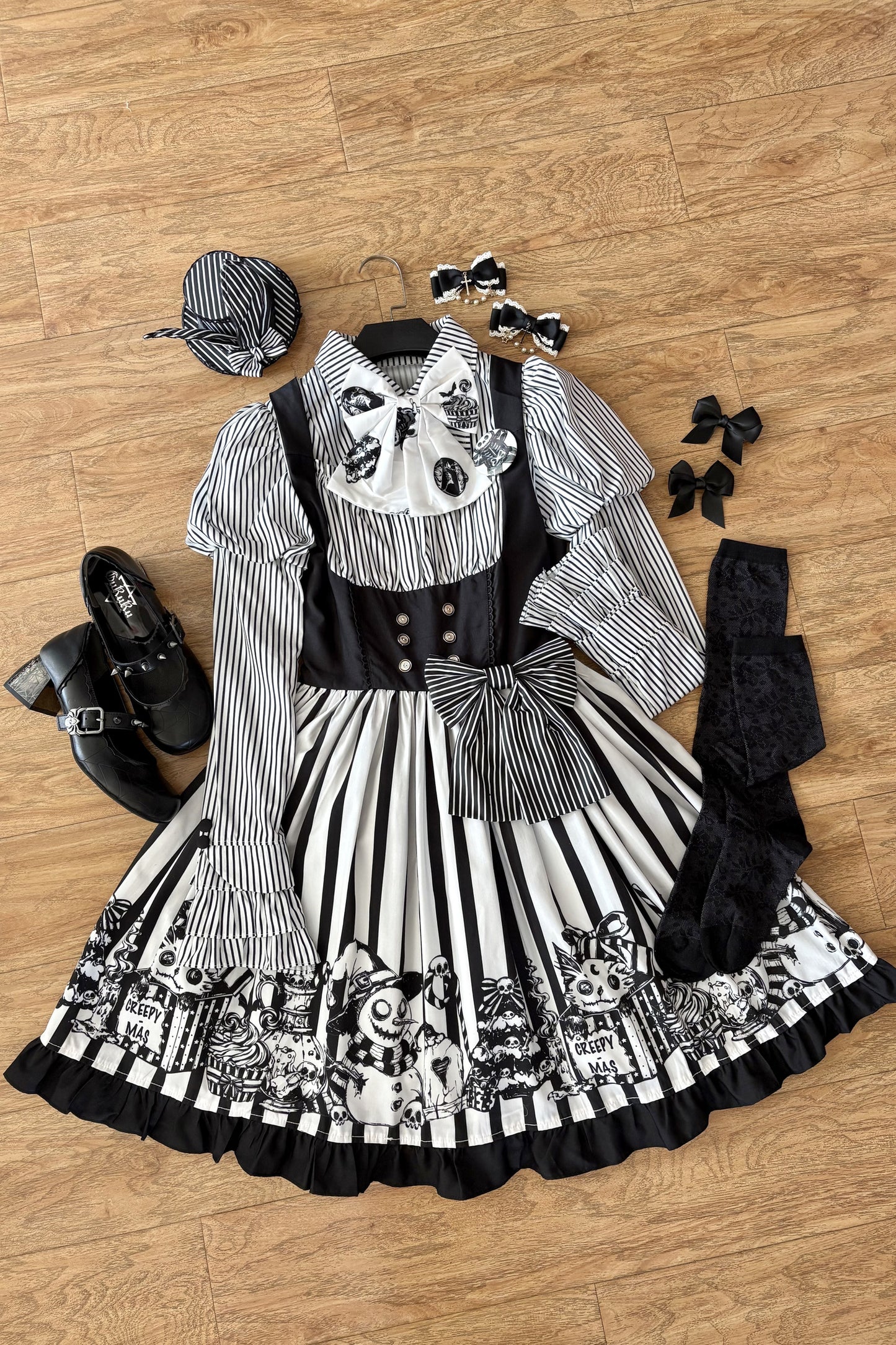 Weird Christmas Doll Bear Jsk Bustier Dress and Shirt Set-Up