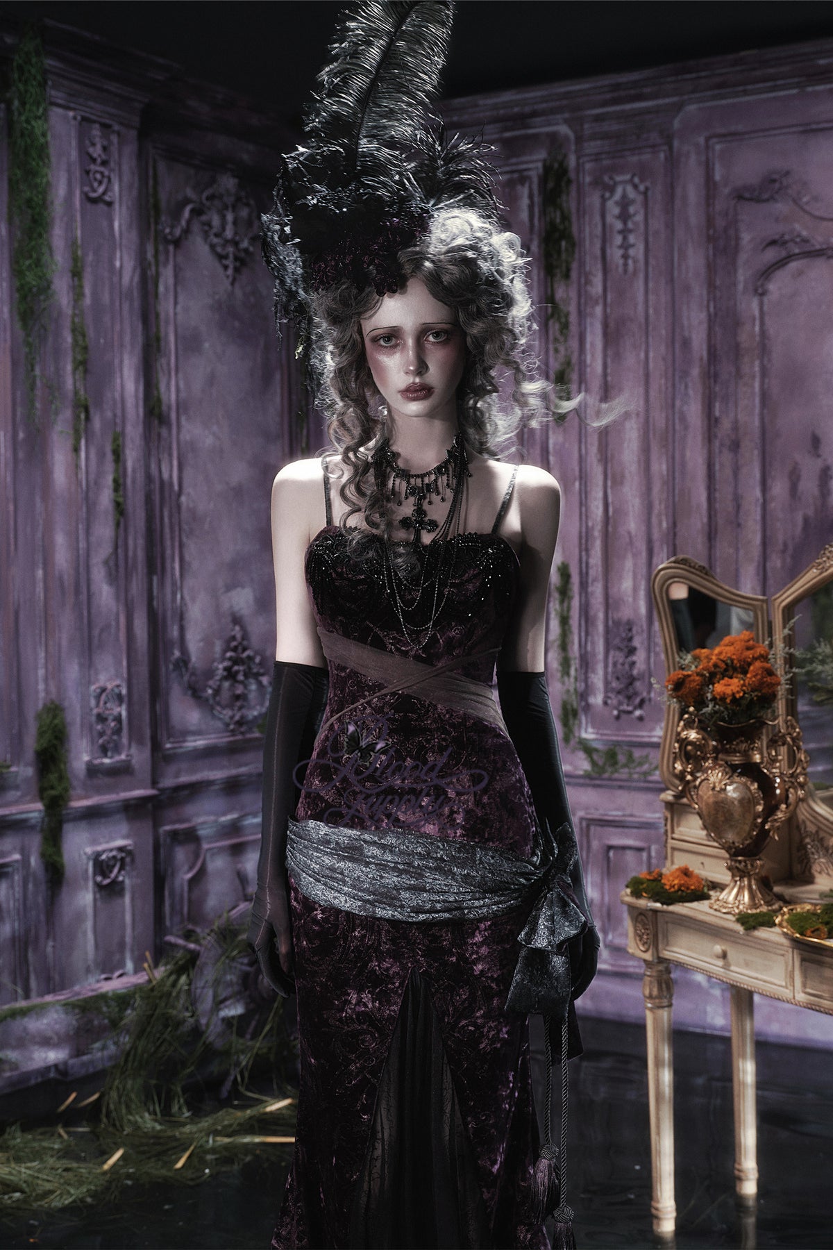Robe sirène gothique en velours