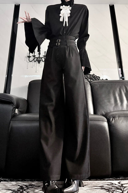 Pleated Bell Sleeve Blouse