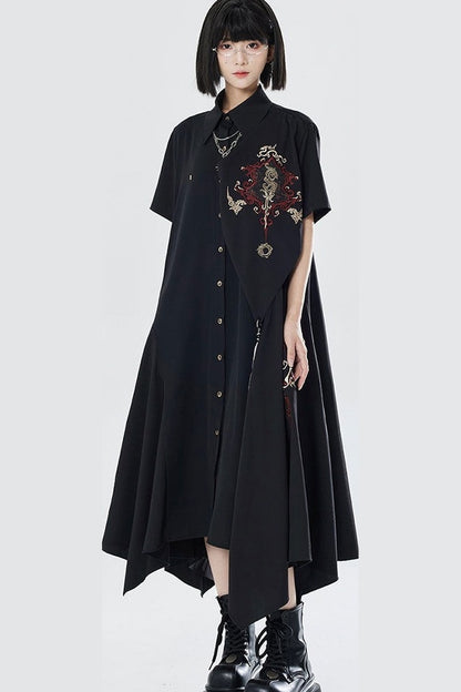 Gold Thread Embroidered Patchwork Dress