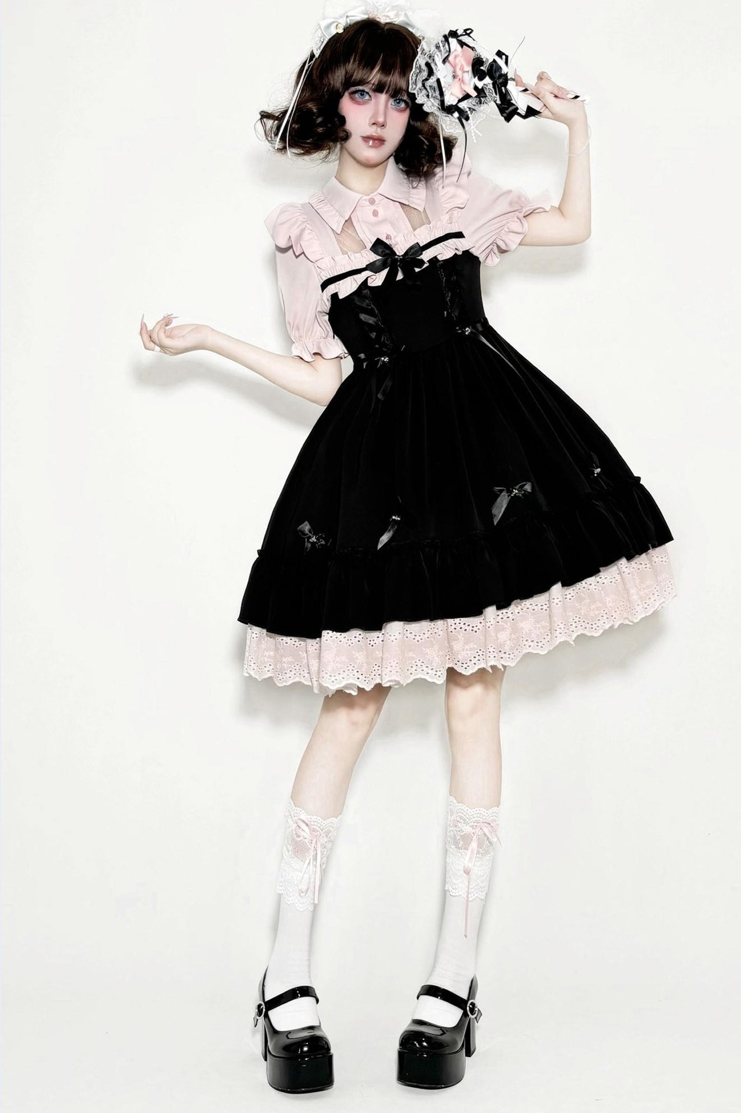 Lolita Lace Ribbon Ruffle Dress