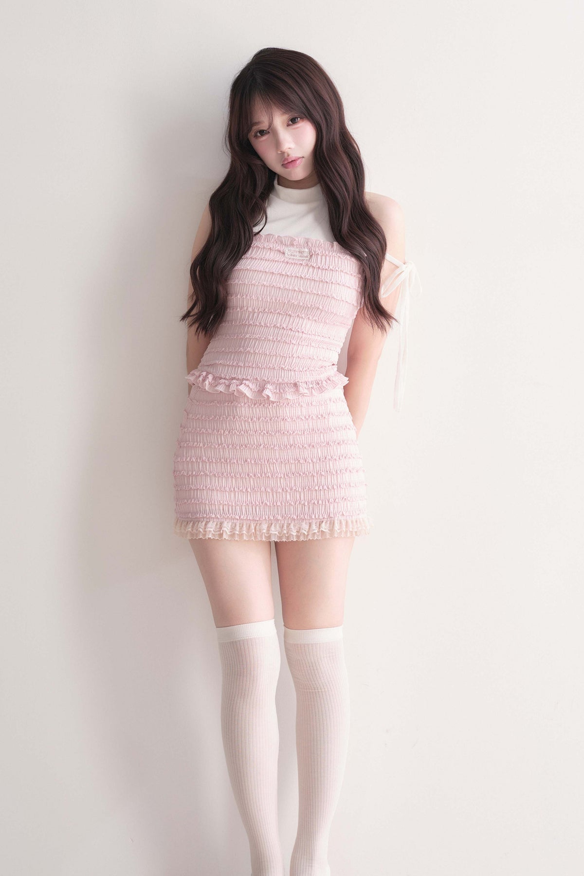 Sweet Ribbon Shirred Top & Skirt Set