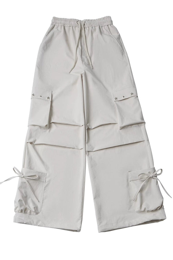 Studded Gathered Cargo Pants