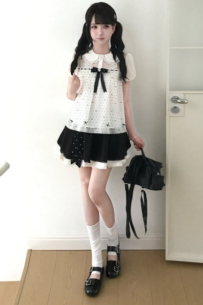 Holiday Polka Dot Blouse and Skirt Set-Up