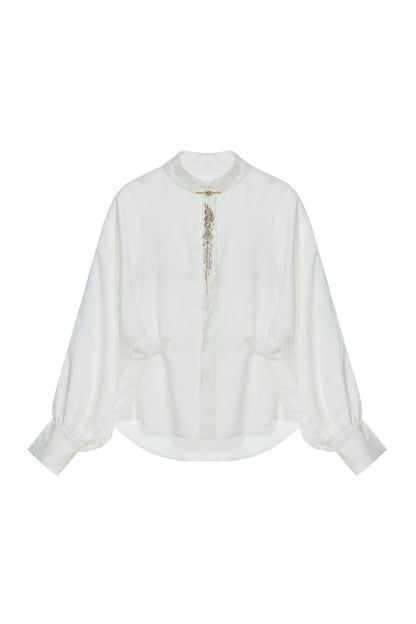 Black White Embroidered Shirt Pants Set-Up