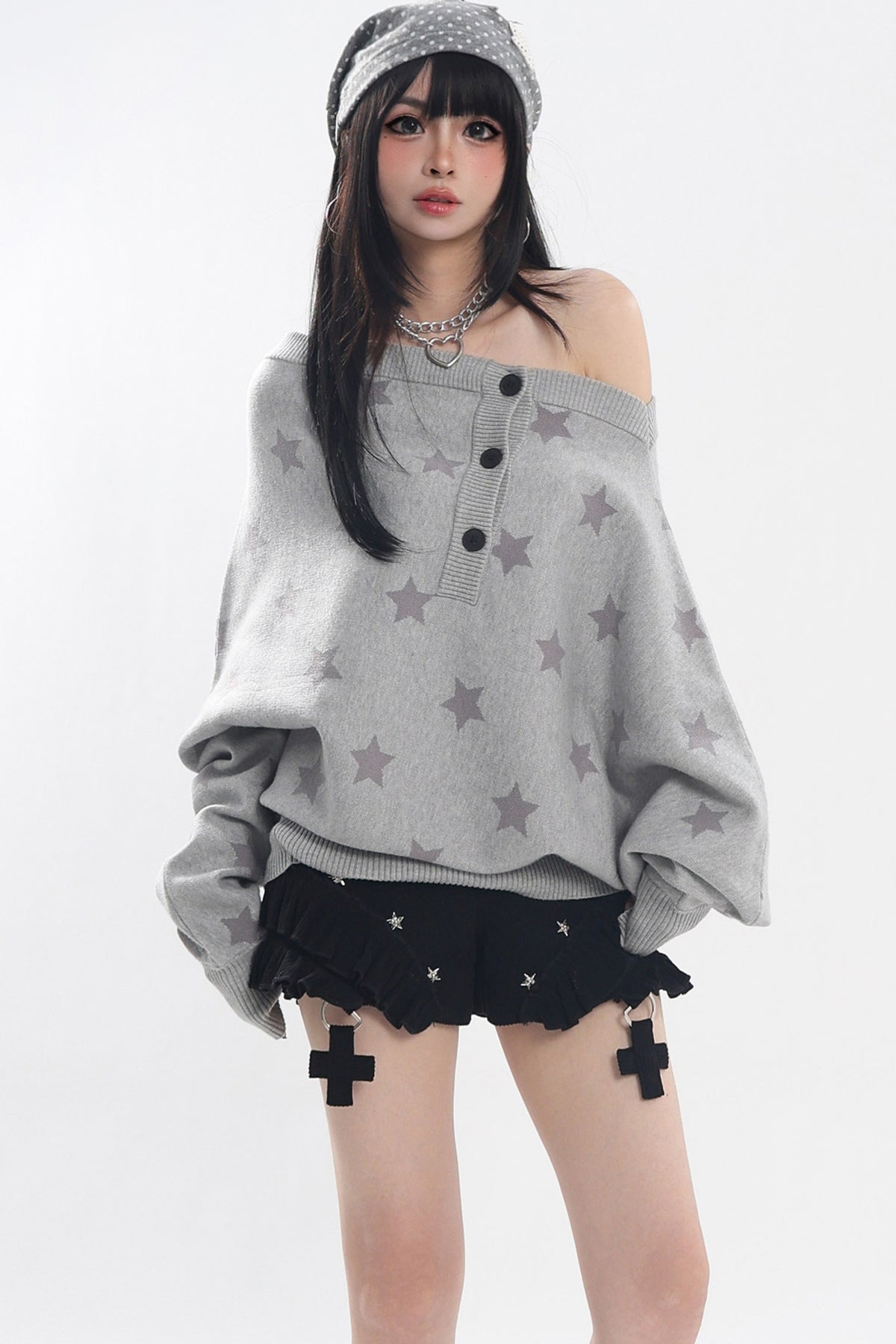Star Batwing Knit Sweater