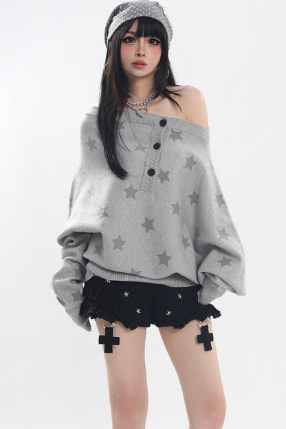 Star Batwing Knit Sweater