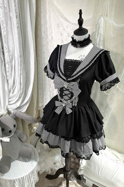 Gingham Plaid Sailor Little Devil Dress