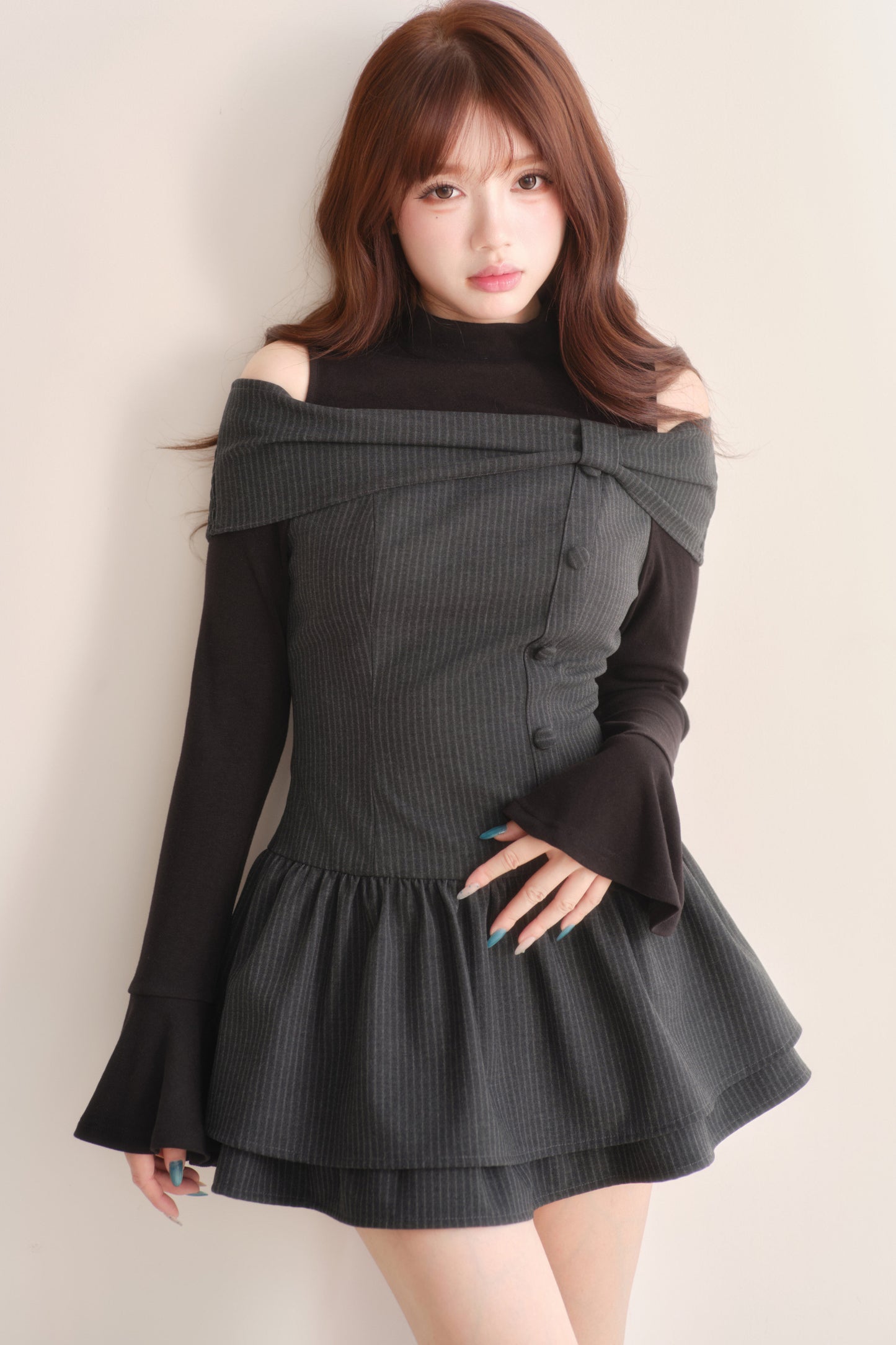 Long Sleeve Knitted Striped Dress